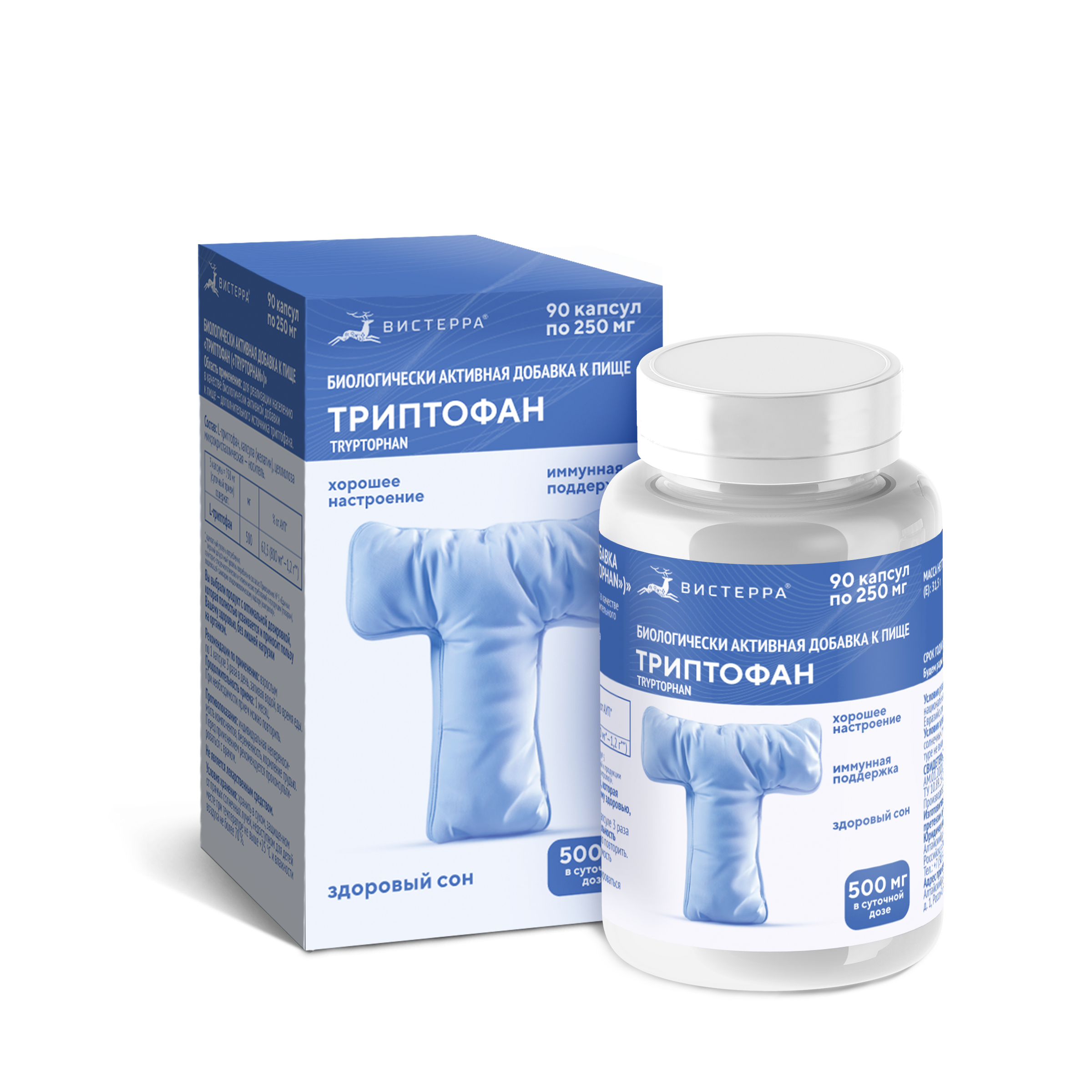 Капсулы Триптофан (Tryptophan) БАД, 90 шт. (12 в коробке)