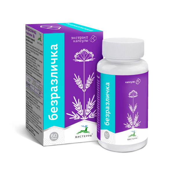 Капсулы экстракт корней безразлички с витамином В6, 60 шт. (24 в коробке)
