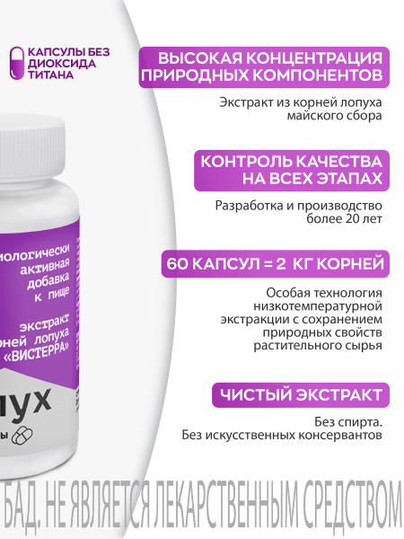 Капсулы Лопух БАД, 60 шт. (24 в коробке)