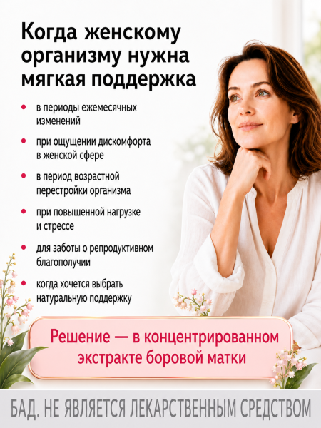Капсулы экстракт боровой матки БАД, 60 шт. (12 в коробке)